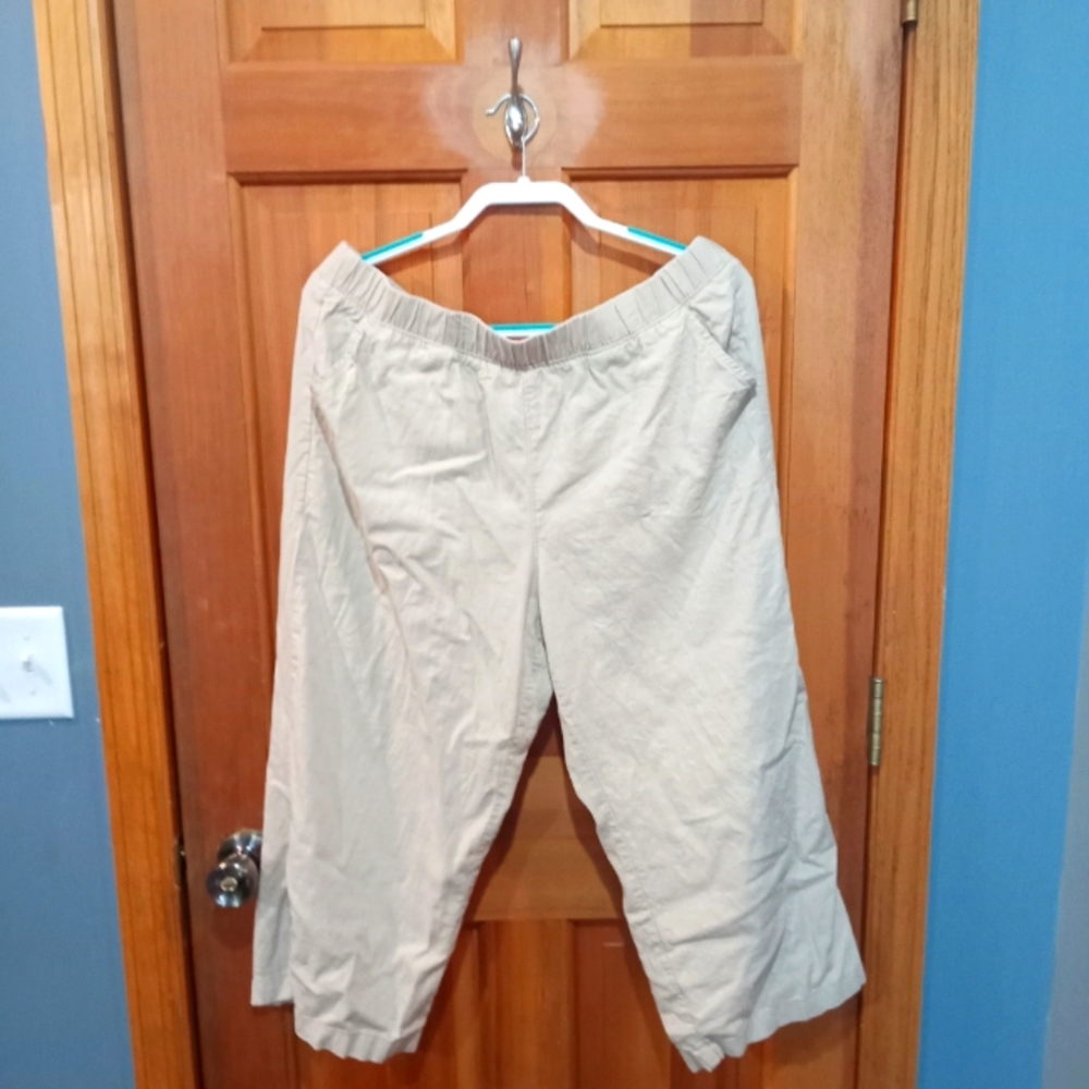Croft & Barrow linen rayon blend natural color pants size L